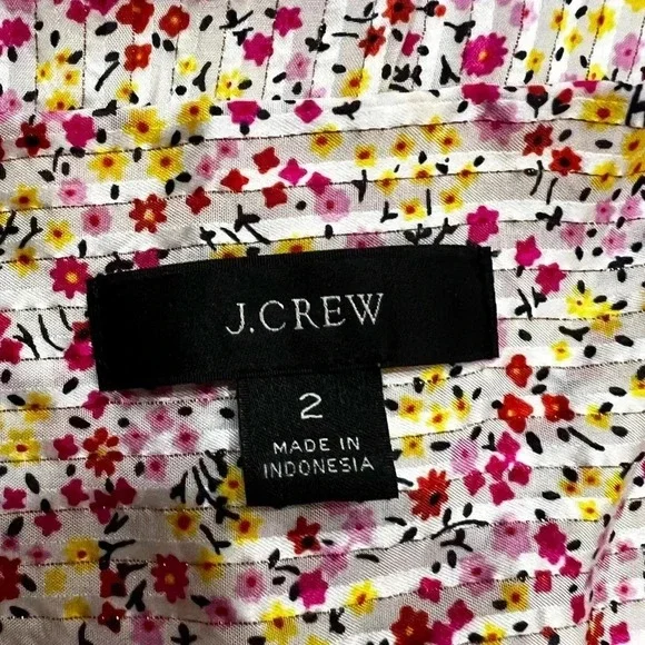 J.Crew Floral in Field Day Print Metallic Button Down V-Neck Midi Size 2 - Picture 4 of 9